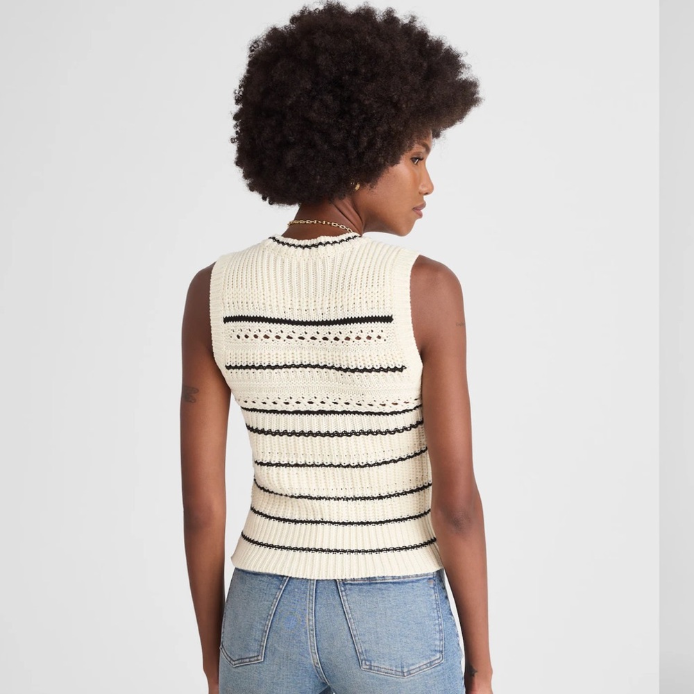 NWT Madewell Striped Sweater Vest in 100% Cotton in Size Small - Picture 4 of 9
